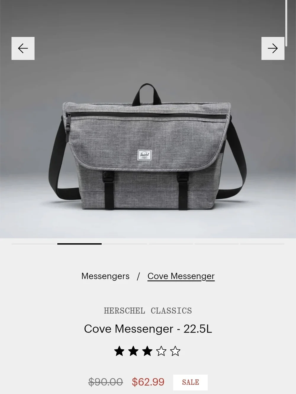 Herschel Supply Company Cove Messenger Bag in Light Gray